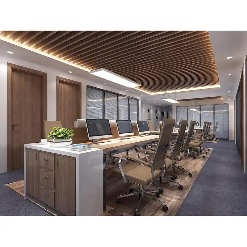 Modern Brown High Back Office Chair Ribbed PU Leather Swivel Conference Room Computer Desk Visitor Vintage Retro Boss