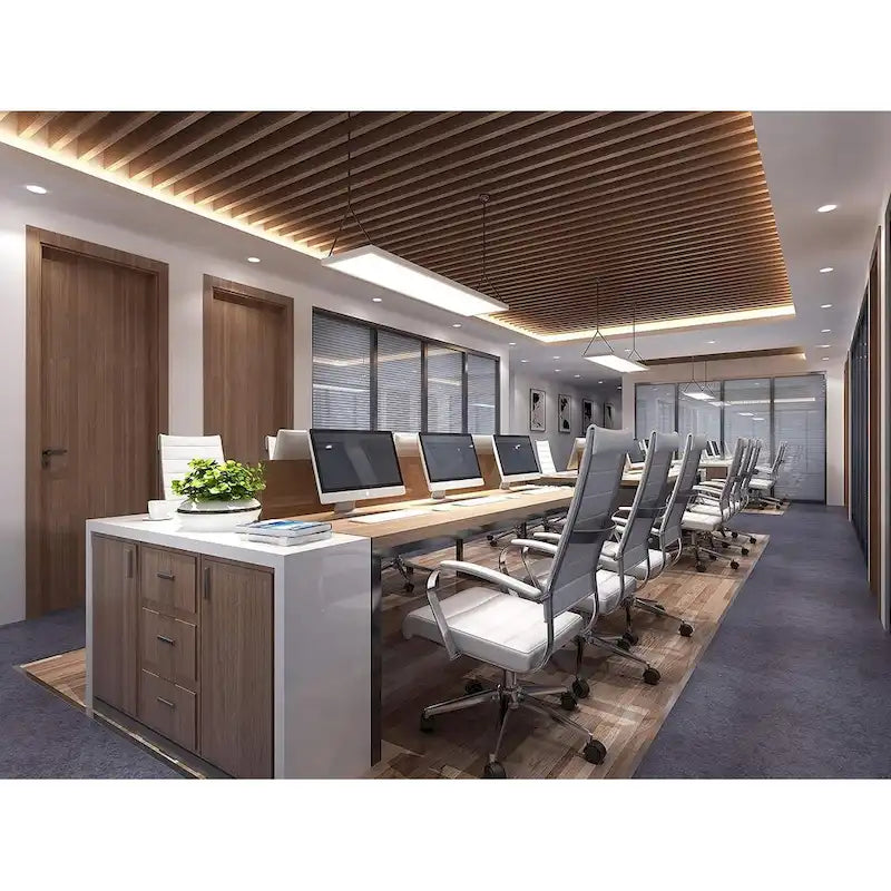 Modern Brown High Back Office Chair Ribbed PU Leather Swivel Conference Room Computer Desk Visitor Vintage Retro Boss