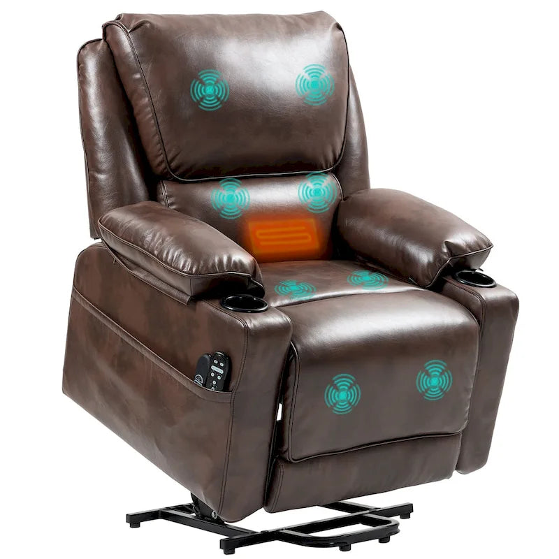 Power Lift Recliner Chair Sofa with Vibration Massage and Heat, Overstuffed Reclining Chair with Remote Control