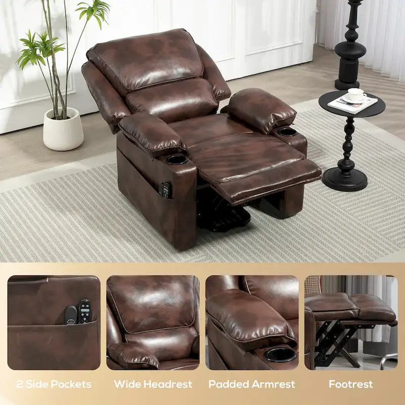 Power Lift Recliner Chair Sofa with Vibration Massage and Heat, Overstuffed Reclining Chair with Remote Control