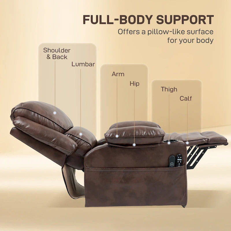 Power Lift Recliner Chair Sofa with Vibration Massage and Heat, Overstuffed Reclining Chair with Remote Control