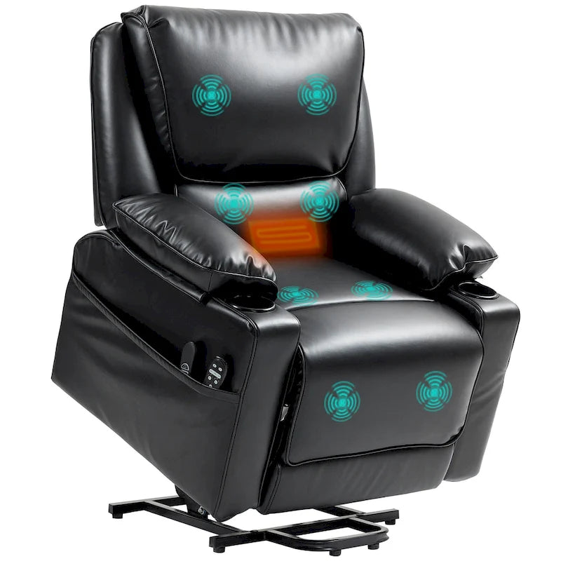 Power Lift Recliner Chair Sofa with Vibration Massage and Heat, Overstuffed Reclining Chair with Remote Control