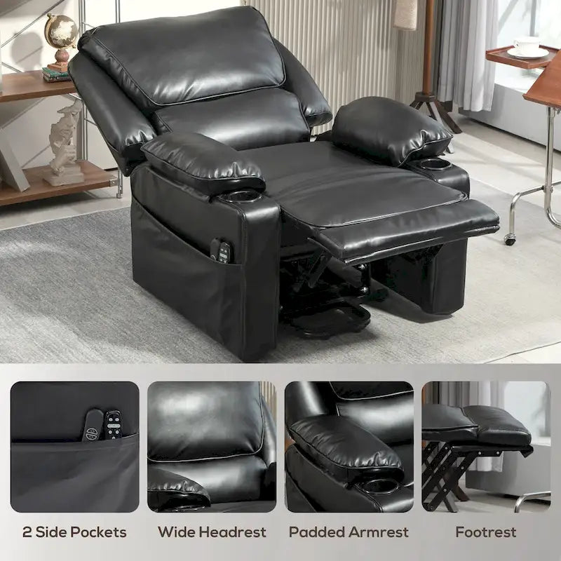Power Lift Recliner Chair Sofa with Vibration Massage and Heat, Overstuffed Reclining Chair with Remote Control