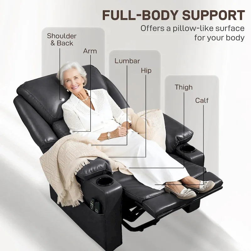 Power Lift Recliner Chair Sofa with Vibration Massage and Heat, Overstuffed Reclining Chair with Remote Control