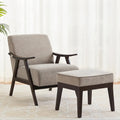 Mid Century 27.7 Upholstered Arm Chair with Solid Wood Frame and Ottoman