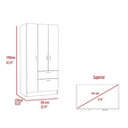 18.5 Armoire moderne à deux portes avec tringle métallique, un tiroir et cinq étagères