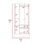 18.5 Armoire moderne à deux portes avec tringle métallique, un tiroir et cinq étagères