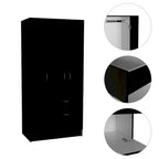 18.5 Armoire moderne à deux portes avec tringle métallique, un tiroir et cinq étagères