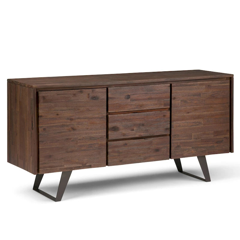 Metal 60 inch Wide Rectangle Modern Industrial Sideboard Buffet in OAK WOOD - 60 x 17 x 30