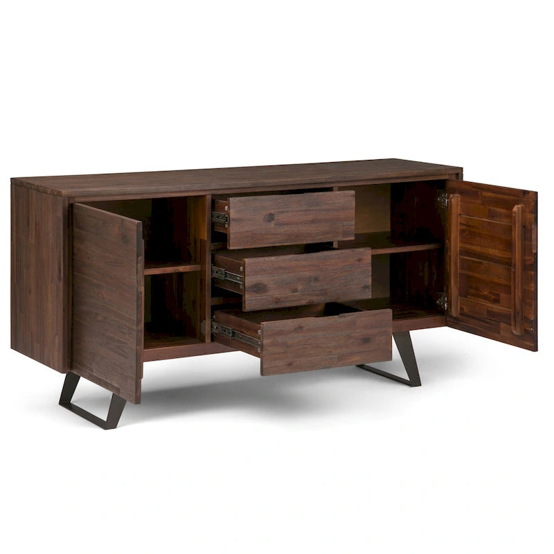 Metal 60 inch Wide Rectangle Modern Industrial Sideboard Buffet in OAK WOOD - 60 x 17 x 30