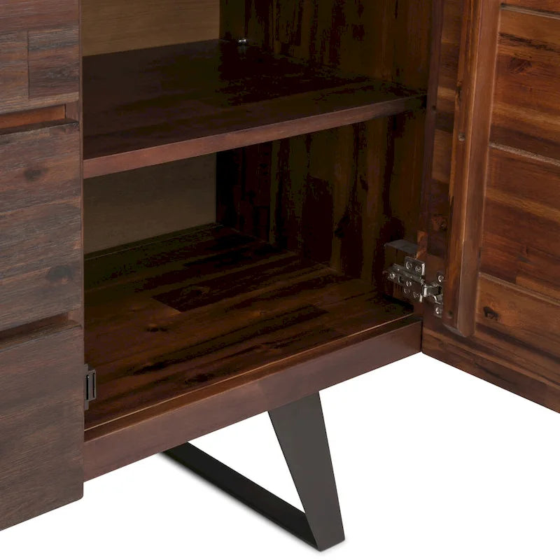 Metal 60 inch Wide Rectangle Modern Industrial Sideboard Buffet in OAK WOOD - 60 x 17 x 30