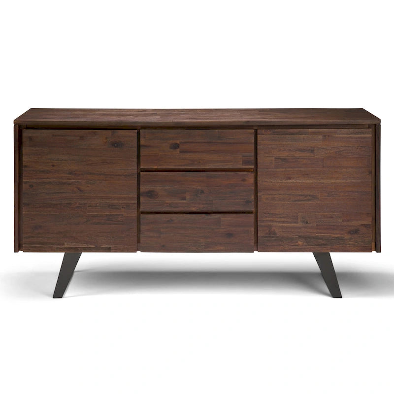 Metal 60 inch Wide Rectangle Modern Industrial Sideboard Buffet in OAK WOOD - 60 x 17 x 30