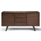 Bahut rectangulaire moderne industriel en MÉTAL de 60 pouces de large en BOIS DE CHÊNE - 60 x 17 x 30