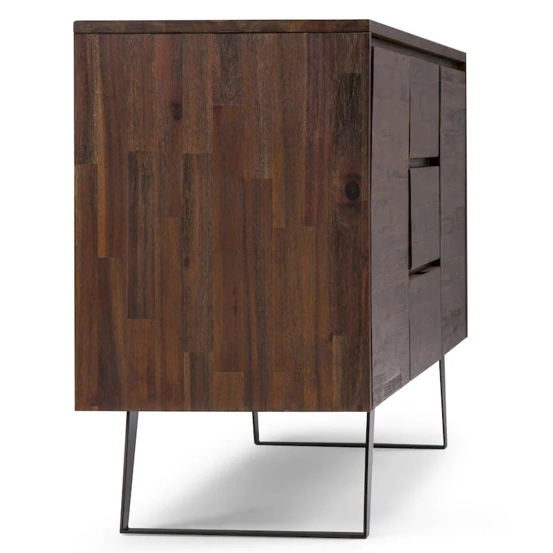Metal 60 inch Wide Rectangle Modern Industrial Sideboard Buffet in OAK WOOD - 60 x 17 x 30