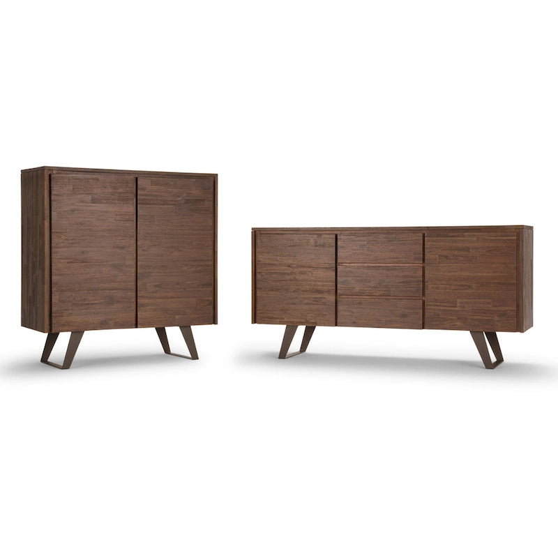 Metal 60 inch Wide Rectangle Modern Industrial Sideboard Buffet in OAK WOOD - 60 x 17 x 30