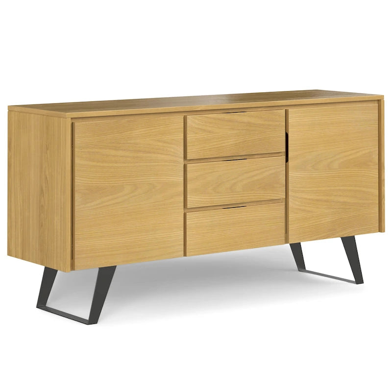 Metal 60 inch Wide Rectangle Modern Industrial Sideboard Buffet in OAK WOOD - 60 x 17 x 30