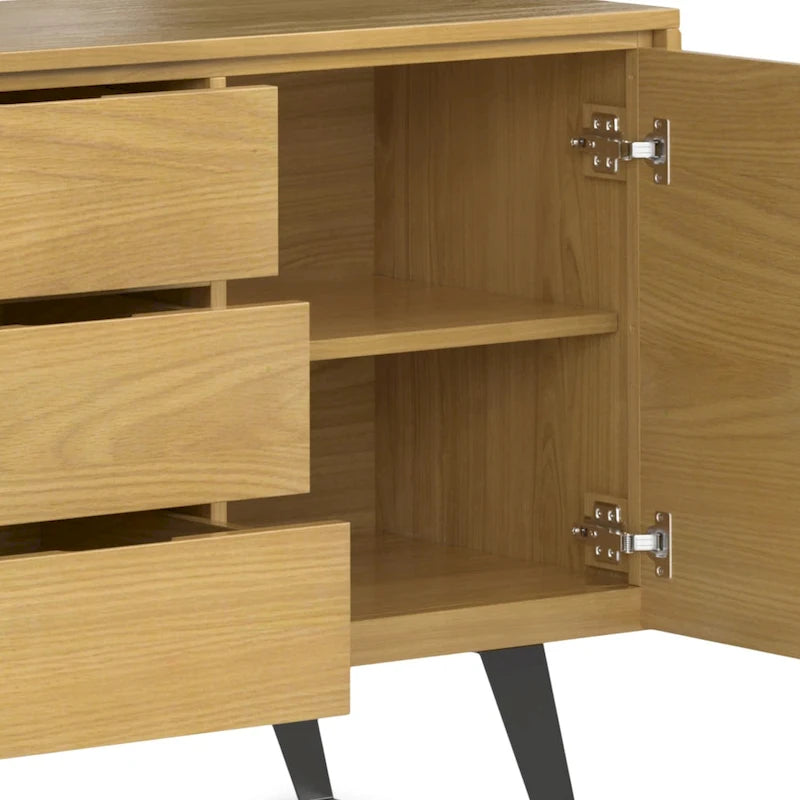 Metal 60 inch Wide Rectangle Modern Industrial Sideboard Buffet in OAK WOOD - 60 x 17 x 30