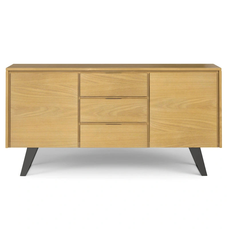 Metal 60 inch Wide Rectangle Modern Industrial Sideboard Buffet in OAK WOOD - 60 x 17 x 30