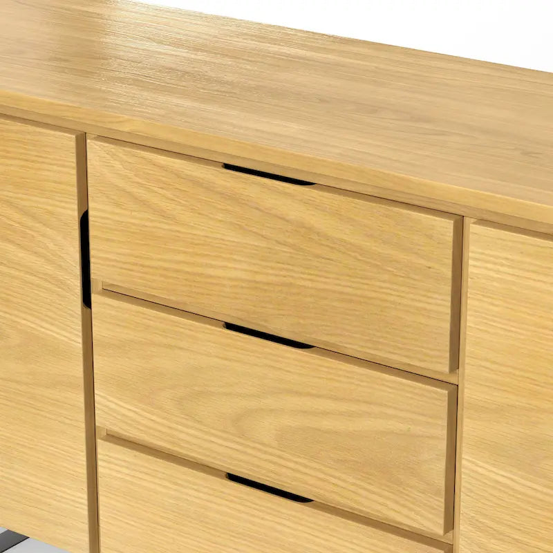 Metal 60 inch Wide Rectangle Modern Industrial Sideboard Buffet in OAK WOOD - 60 x 17 x 30