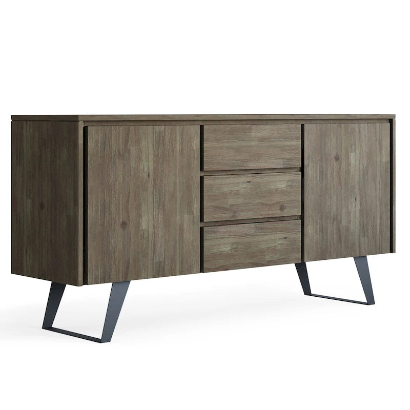 Metal 60 inch Wide Rectangle Modern Industrial Sideboard Buffet in OAK WOOD - 60 x 17 x 30