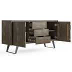 Bahut rectangulaire moderne industriel en MÉTAL de 60 pouces de large en BOIS DE CHÊNE - 60 x 17 x 30