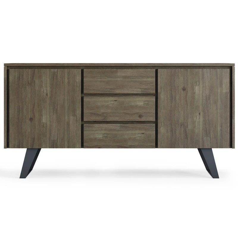 Metal 60 inch Wide Rectangle Modern Industrial Sideboard Buffet in OAK WOOD - 60 x 17 x 30