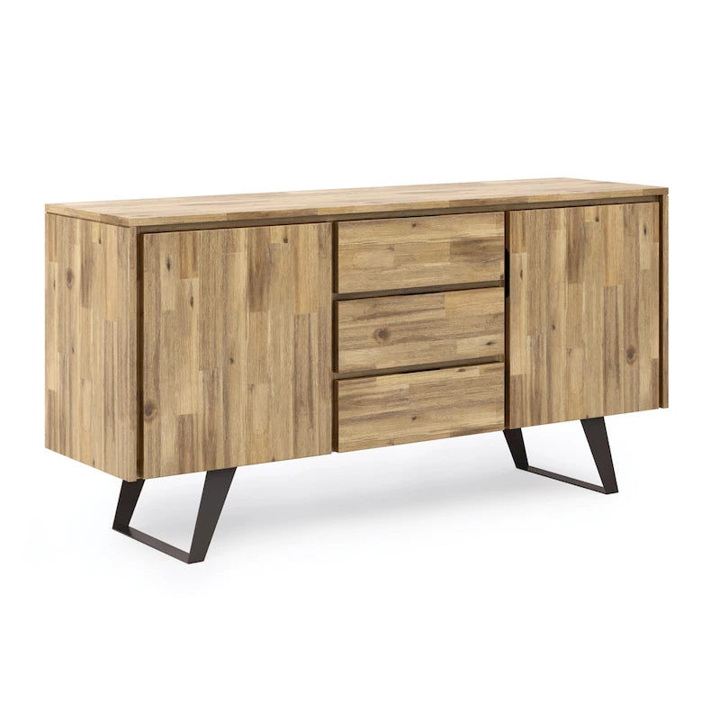 Metal 60 inch Wide Rectangle Modern Industrial Sideboard Buffet in OAK WOOD - 60 x 17 x 30