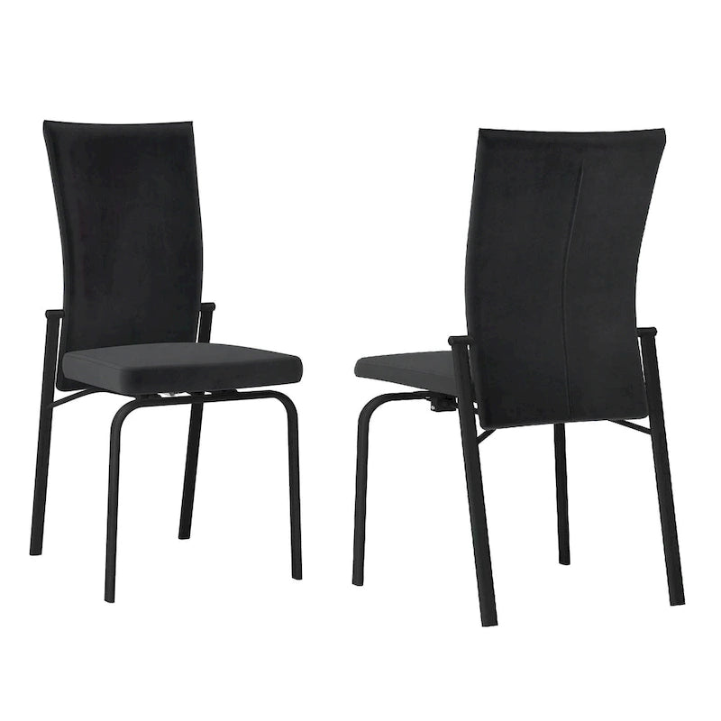 Black Motion-back Side Chair, Set of 2, Fully Assembled