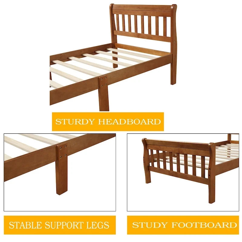 Wood Platform Bed Twin Bed Frame Panel Bed Mattress Foundation
