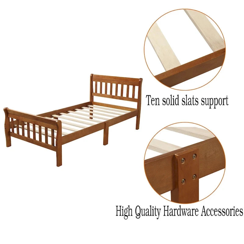 Wood Platform Bed Twin Bed Frame Panel Bed Mattress Foundation