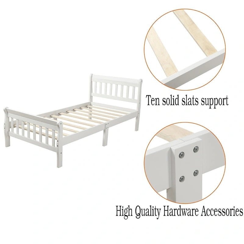 Wood Platform Bed Twin Bed Frame Panel Bed Mattress Foundation