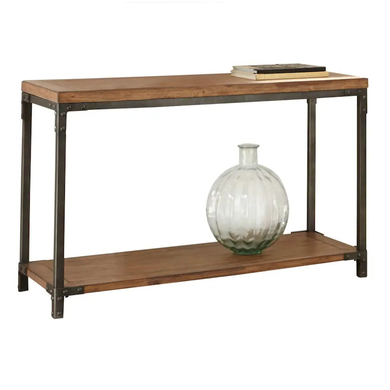 Industrial style wooden and metal console table