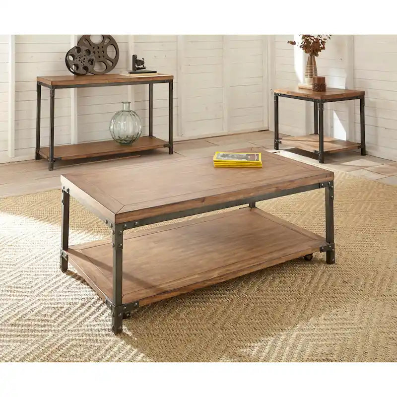 Industrial style wooden and metal console table