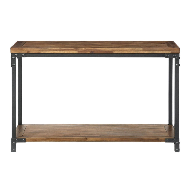Industrial style wooden and metal console table
