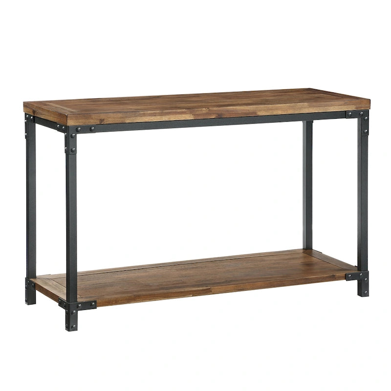 Industrial style wooden and metal console table