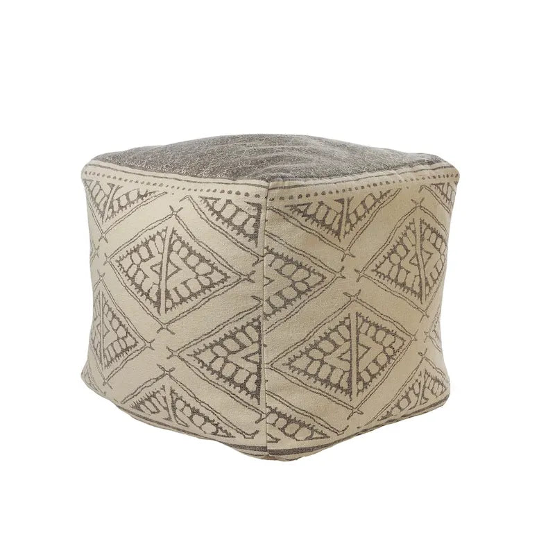 Handmade Geometric Rustic Farmhouse Pouf