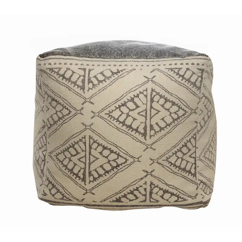 Handmade Geometric Rustic Farmhouse Pouf