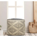 Pouf fait main géométrique rustique de style ferme