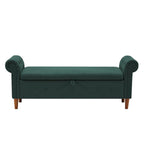 Banc de rangement pour chambre, bout de lit, accoudoirs roulés, tissu lin, canapé ottoman, long banc