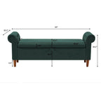 Banc de rangement pour chambre, bout de lit, accoudoirs roulés, tissu lin, canapé ottoman, long banc