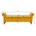 Banc de rangement pour chambre, bout de lit, accoudoirs roulés, tissu lin, canapé ottoman, long banc