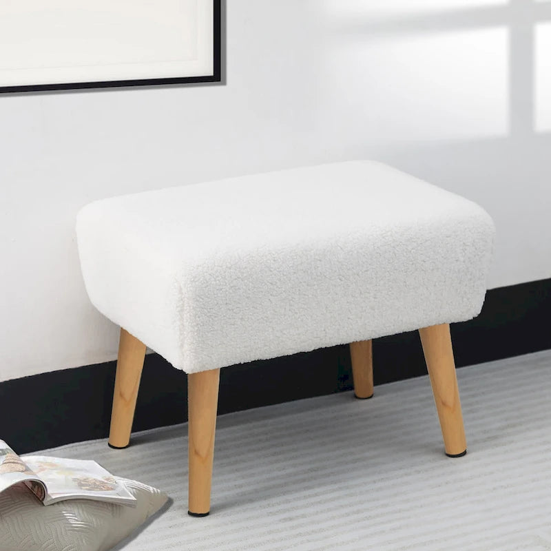 Ottoman Foot Rest Stool with Wood Legs