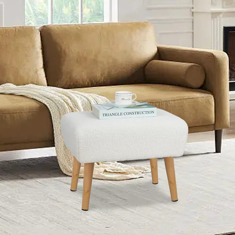 Ottoman Foot Rest Stool with Wood Legs