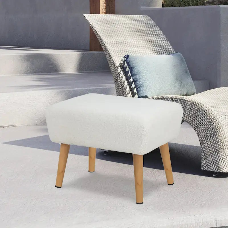 Ottoman Foot Rest Stool with Wood Legs