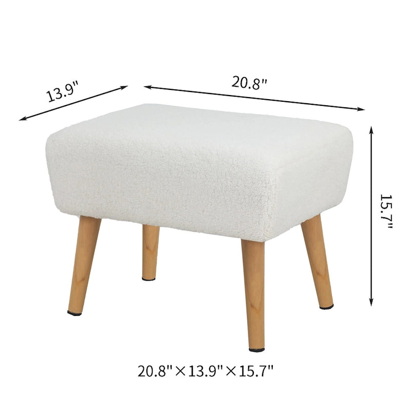 Ottoman Foot Rest Stool with Wood Legs