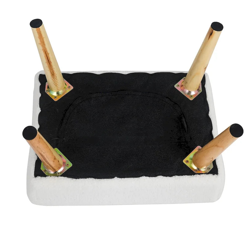 Ottoman Foot Rest Stool with Wood Legs
