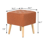 Repose-pieds/tabouret ottoman carré capitonné en similicuir