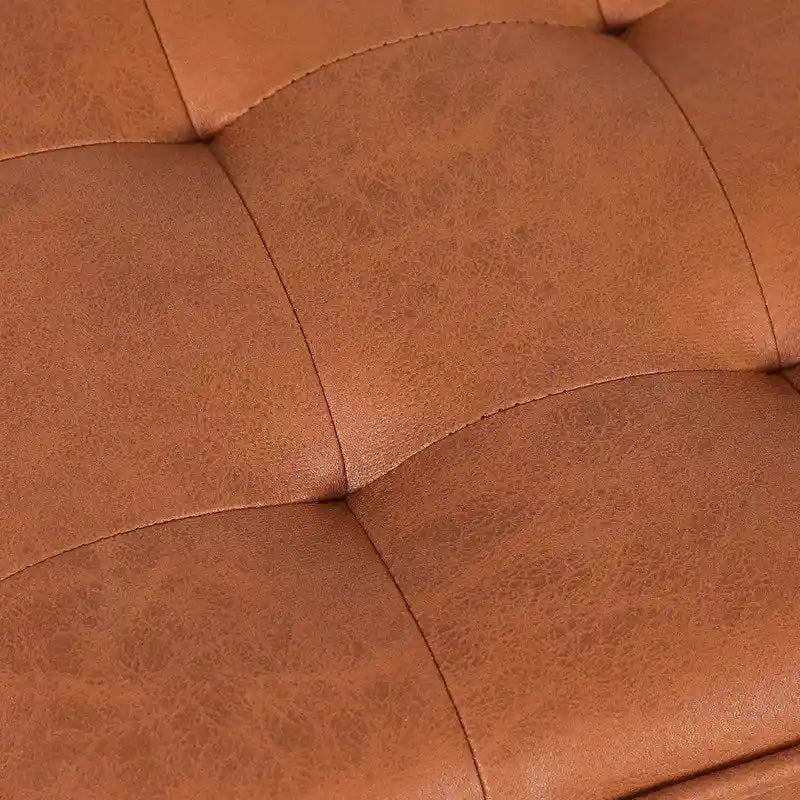 Square Faux Leather Tufted Footstool Ottoman Footrest Stool