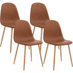 Chaise d'appoint à assise rembourrée en PU lavable et pieds en métal, lot de 4, marron
