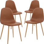 Chaise d'appoint à assise rembourrée en PU lavable et pieds en métal, lot de 4, marron